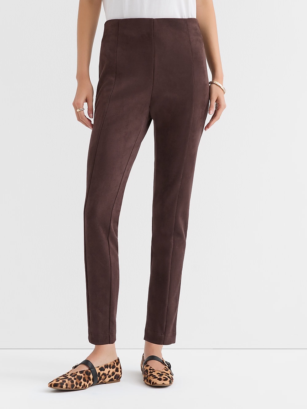 NWT LOFT Faux Suede Leggings~Dark Brown